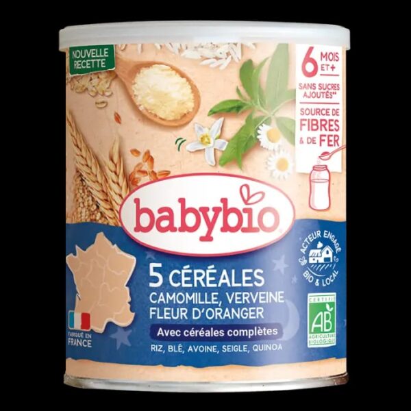 BABYBIO Céréales verveine fleur d'oranger camomille dès 6 mois 220g