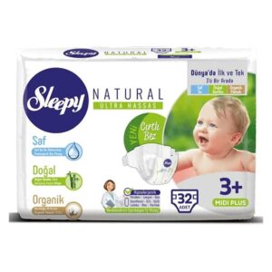 Couches pour bébé Sleepy Natural Midi Taille 3+ - (5-10kg) 32 unités