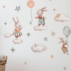 AUTOCOLLANT MURAL LAPINS