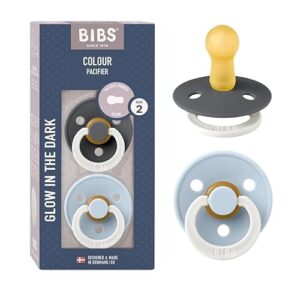 BIBS Lot de 2 couleurs round GLOW - Fer/Bleu night bébé 6 à 18 m
