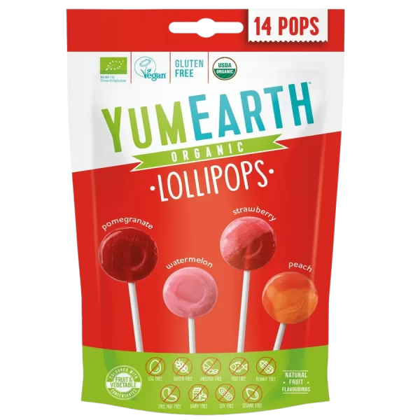 Yum Earth 14 Sucettes Pops Originales sans Gluten 87G