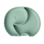 YUMMY Assiette Éléphant en Silicone avec Ventouse 4M+ vert Pastel